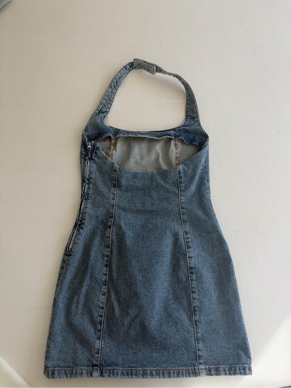 Zara Denim Halter Mini Dress - Blue Wash